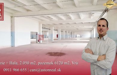 PREDAJ: Kancelárie + Hala, 2.050 m2, pozemok 6120 m2, Vrútky
