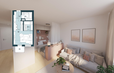 VÝHODNÉ FINANCOVANIE 10/90 | 1-IZBOVÝ BYT S BALKÓNOM, SPACÍM KÚTOM | NUPPU - Magnolia 4 | Ružinov | Kolaudácia 2027