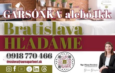 KÚPA 1-IZB BYT alebo garsónka Bratislava pre záujemcov z obhliadok