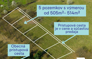 Predaj 5 stavebných pozemkov Orovnica pri Novej Bani, 3041 m2
