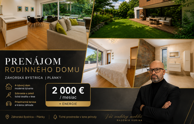 PRENÁJOM | Luxusný rodinný dom pri lese | Plánky – Záhorská Bystrica/Lamač
