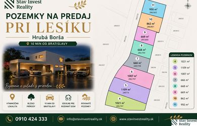 Stavebné pozemky v obci Hrubá Borša, okres Senec